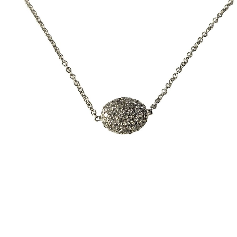 Vintage 18 Karat White Gold Diamond Slide Pendant Necklace JAGi Certified #14046
